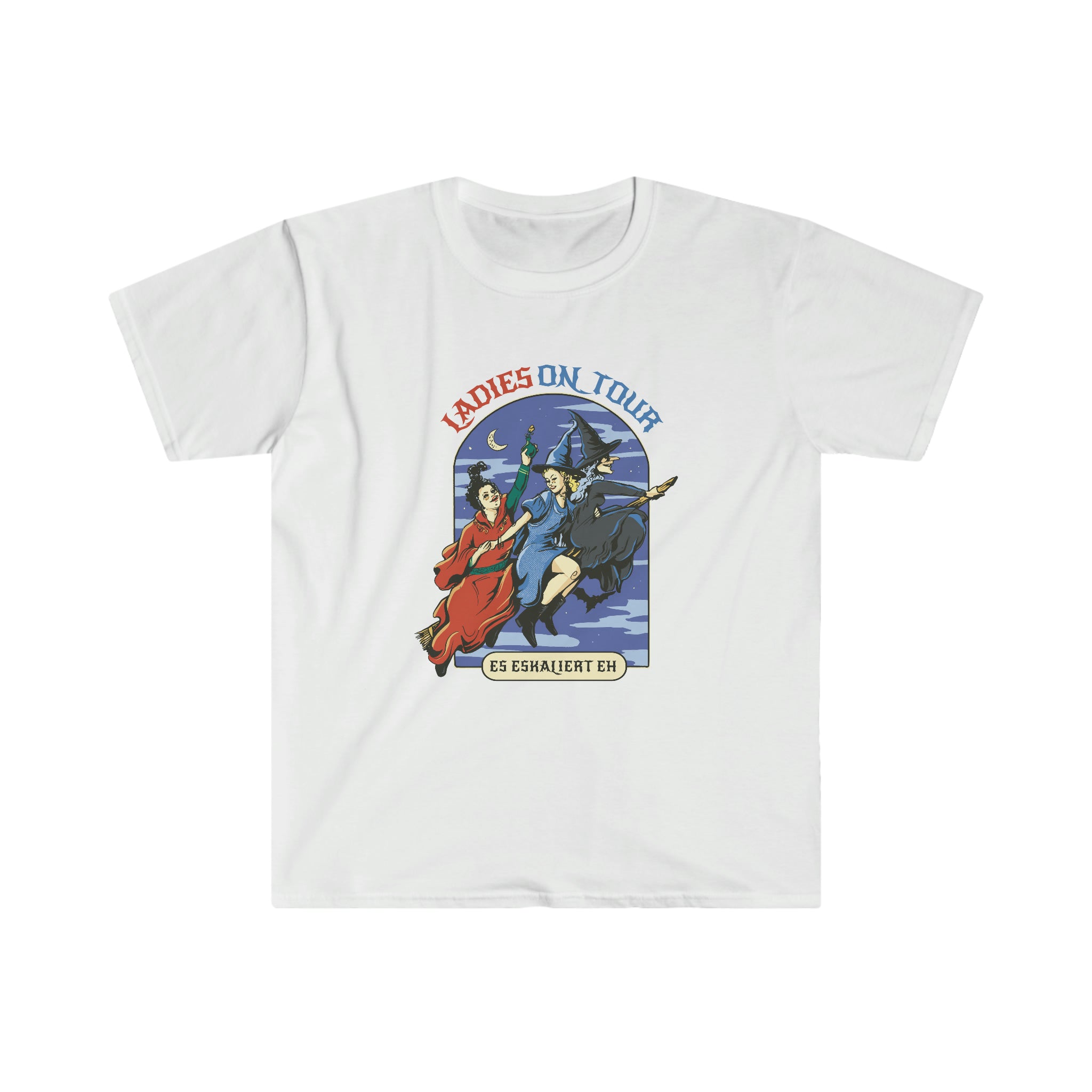 A Ladies On Tour T-Shirt with an image of a man riding a horse, perfect for adventurous women.