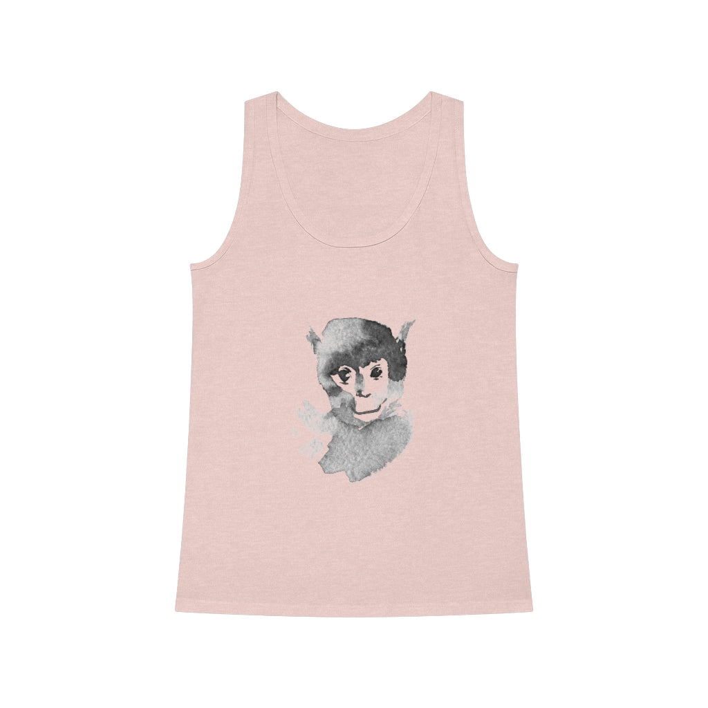 A stylish Monkey Women's Dreamer Tank Top organic cotton featuring an image of an elf, offering both comfort and style.