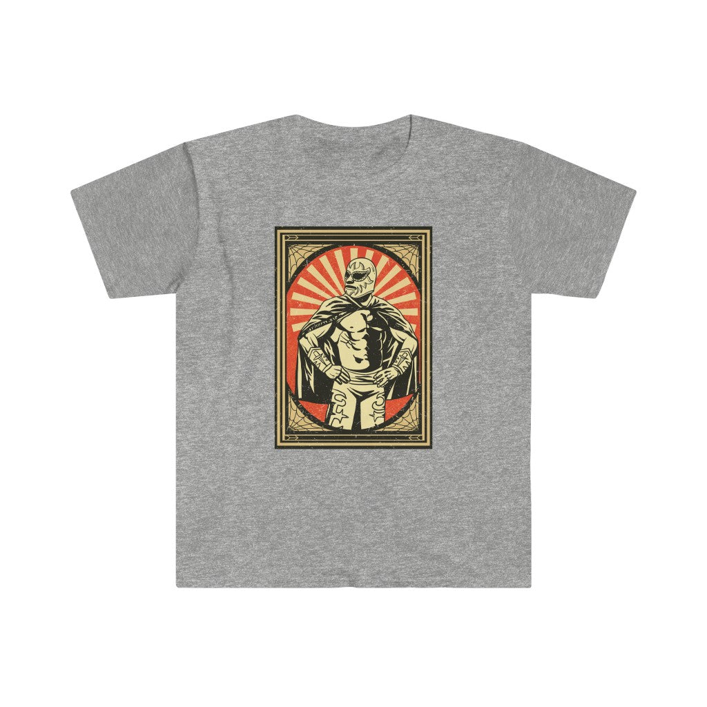 A Mexican Wrestler T-Shirt featuring a picture of a man in luchador style, perfect for fans of Mexican Wrestler T-Shirts.
