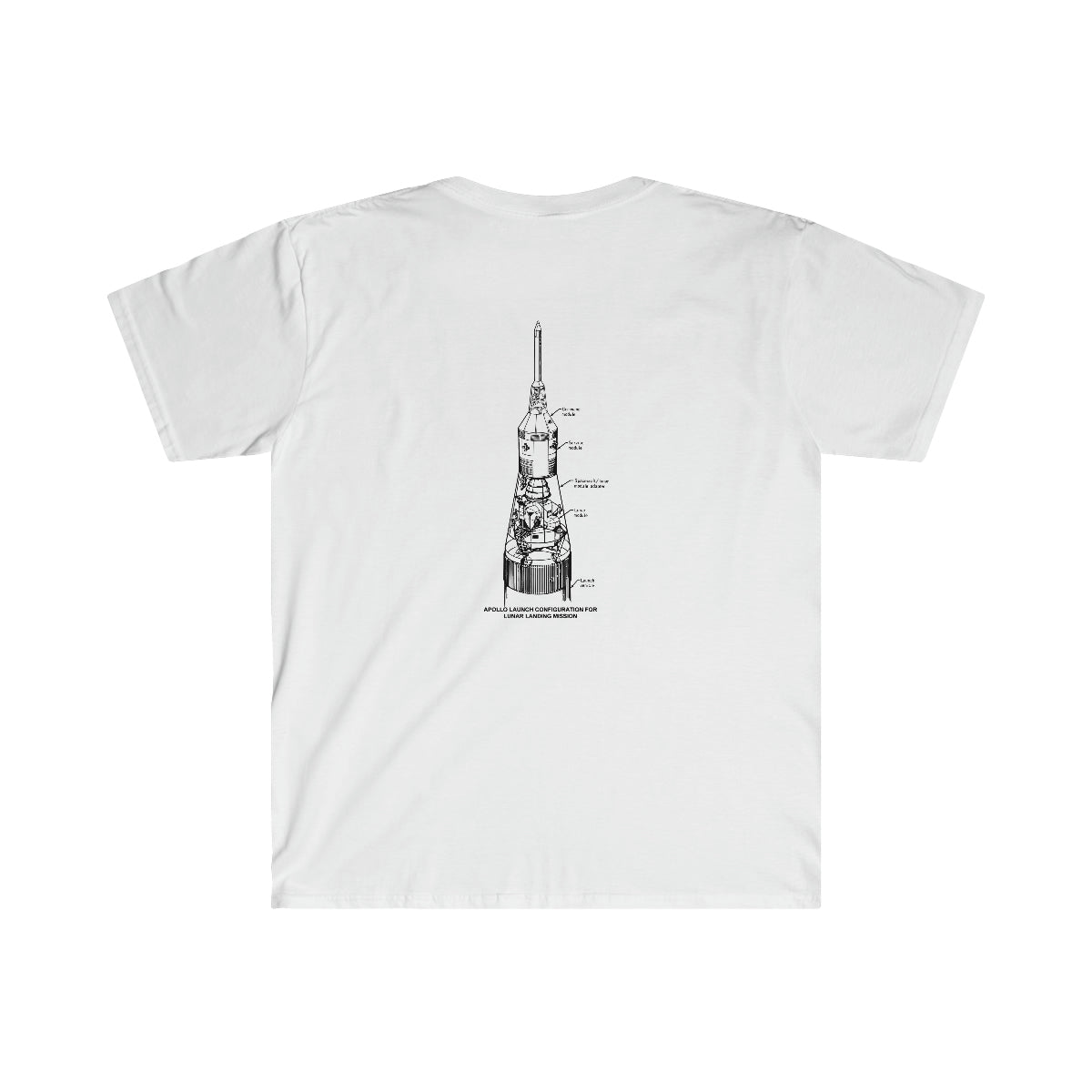 An Apollo Launch Configuration T-Shirt with a drawing of a tower.