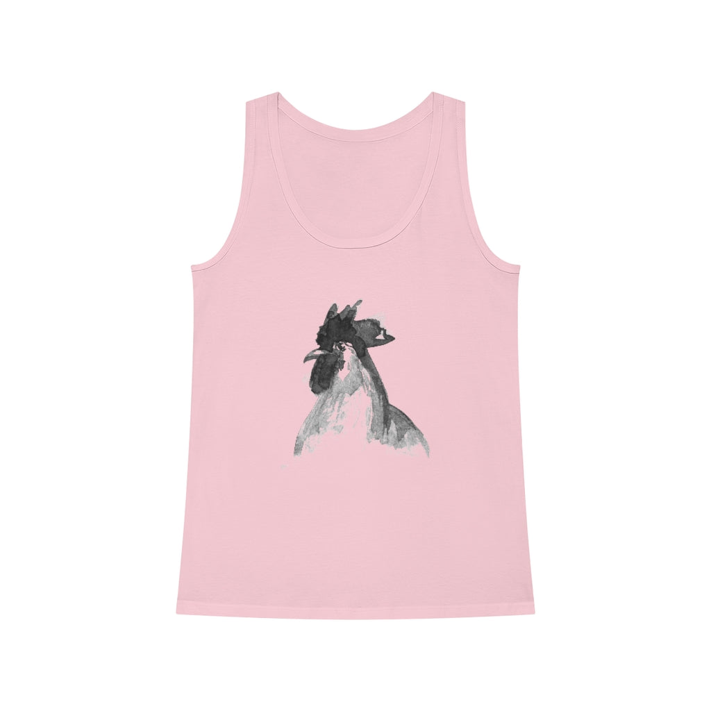 A Chicken Women's Dreamer Tank Top with a rooster on it from the One Tee Project.