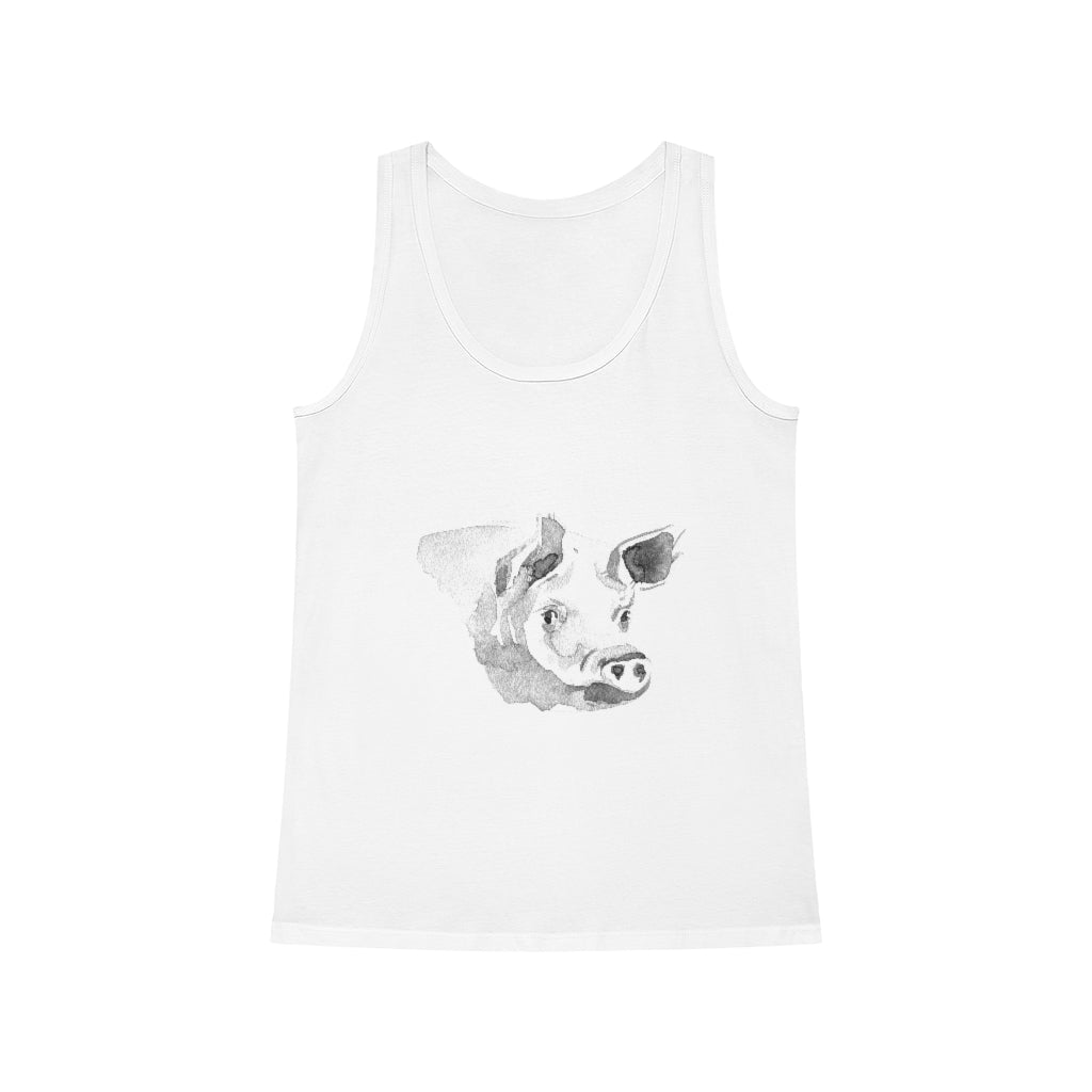 This Pig Women's Dreamer Tank Top organic cotton is made with organic cotton for summertime comfort and features a drawing of a pig.