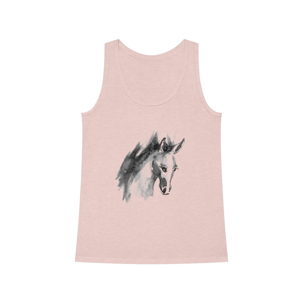 An organic cotton Horse Women's Dreamer Tank adorned with a magnificent horse's head.