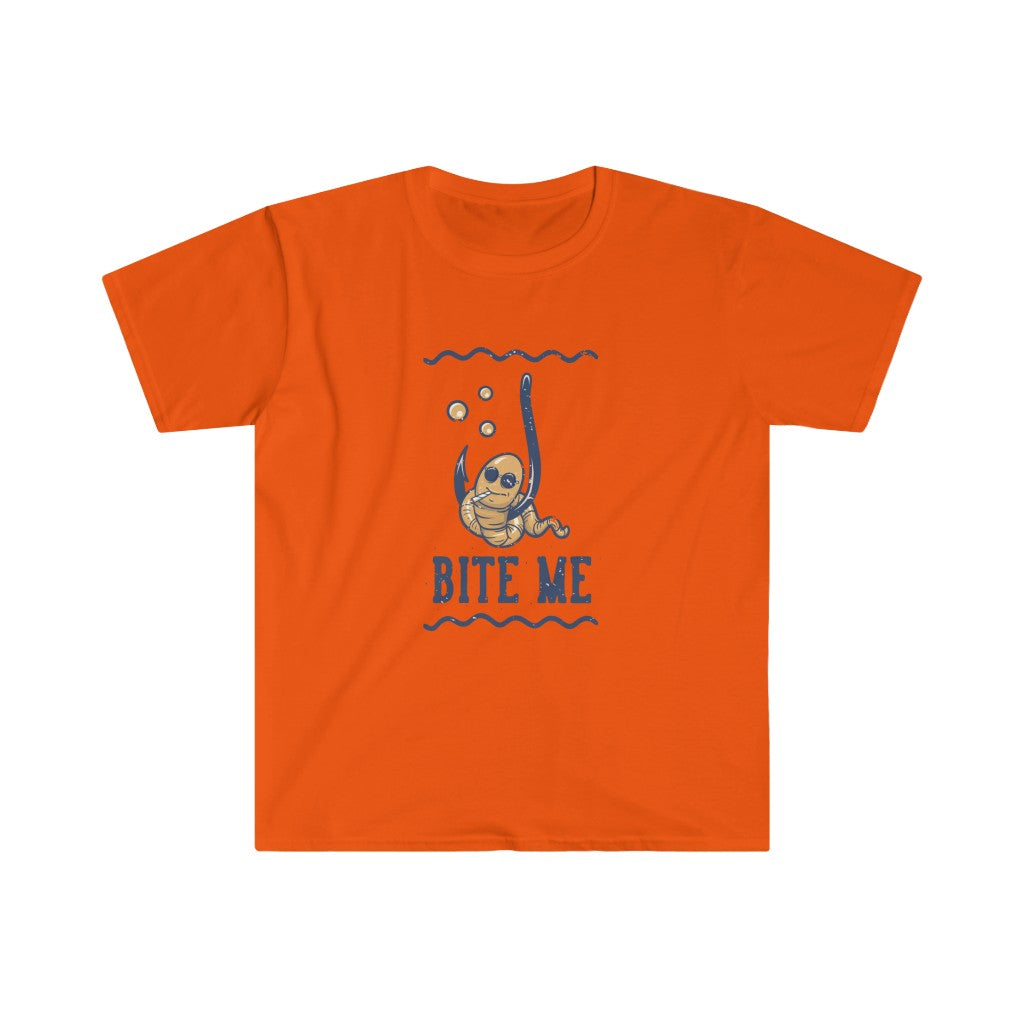 A playful orange Bite Me T-Shirt that says bite me.