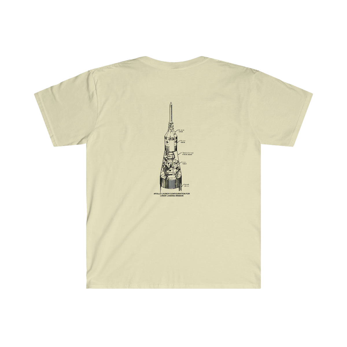 An Apollo Launch Configuration T-shirt with a drawing of a tower, perfect for the launch event.