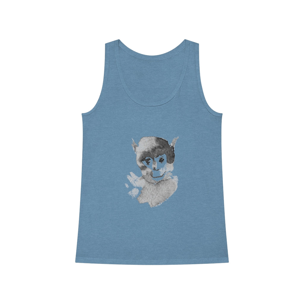 A stylish Monkey Women's Dreamer Tank Top organic cotton featuring a comfortable design and an image of a troll.