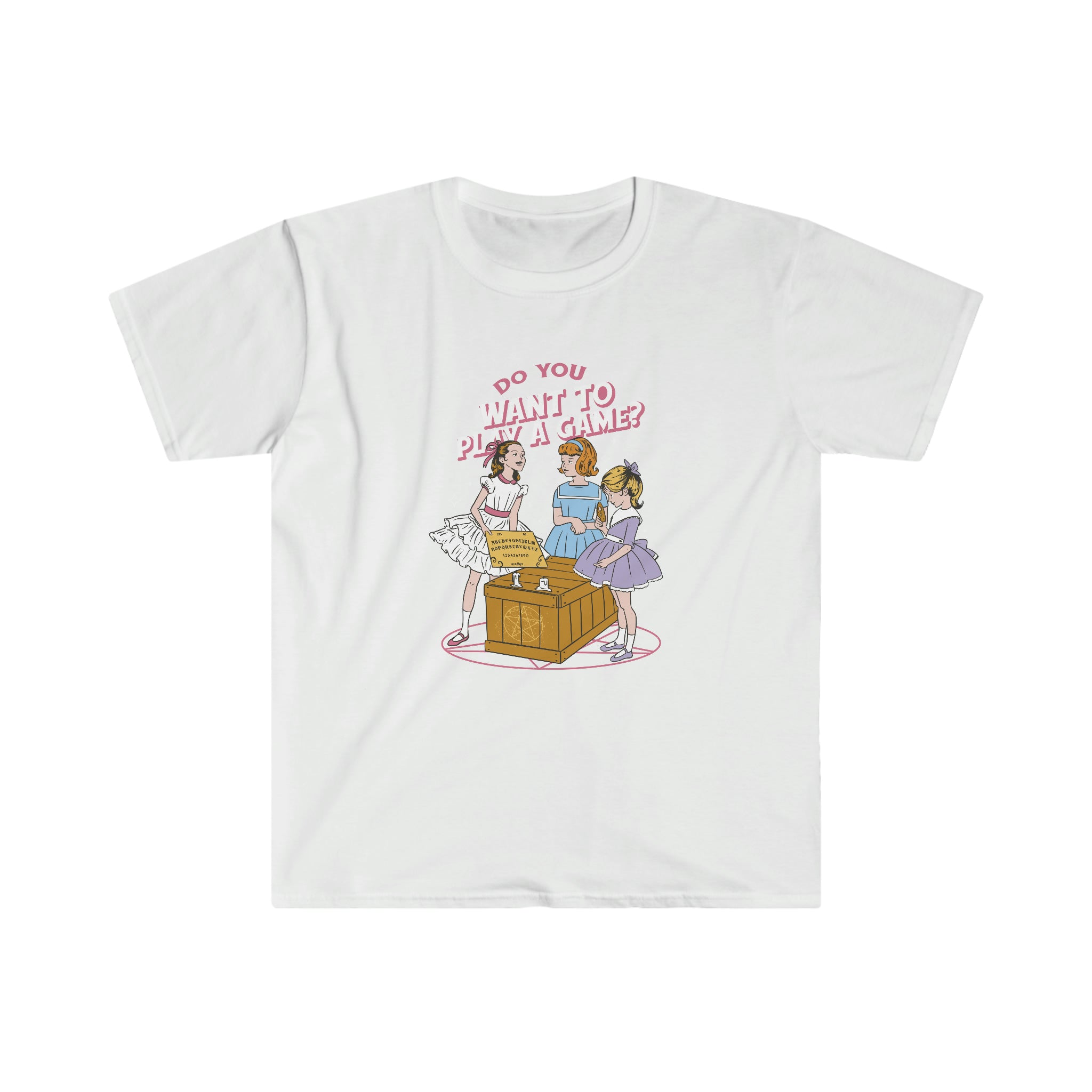 A Do You Want to Play a Game? T-Shirt featuring two girls playing with a basket.
