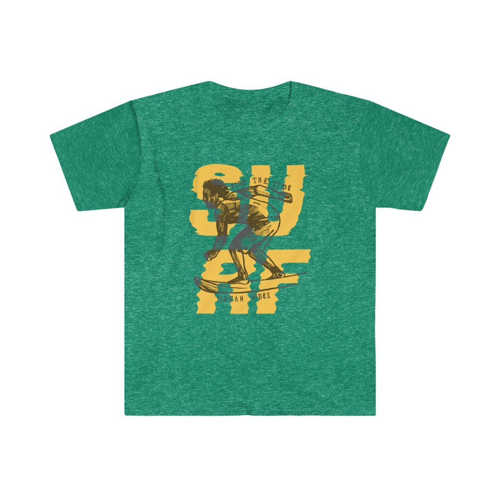 An on-trend green S U R F T-Shirt with the word SURF on it.