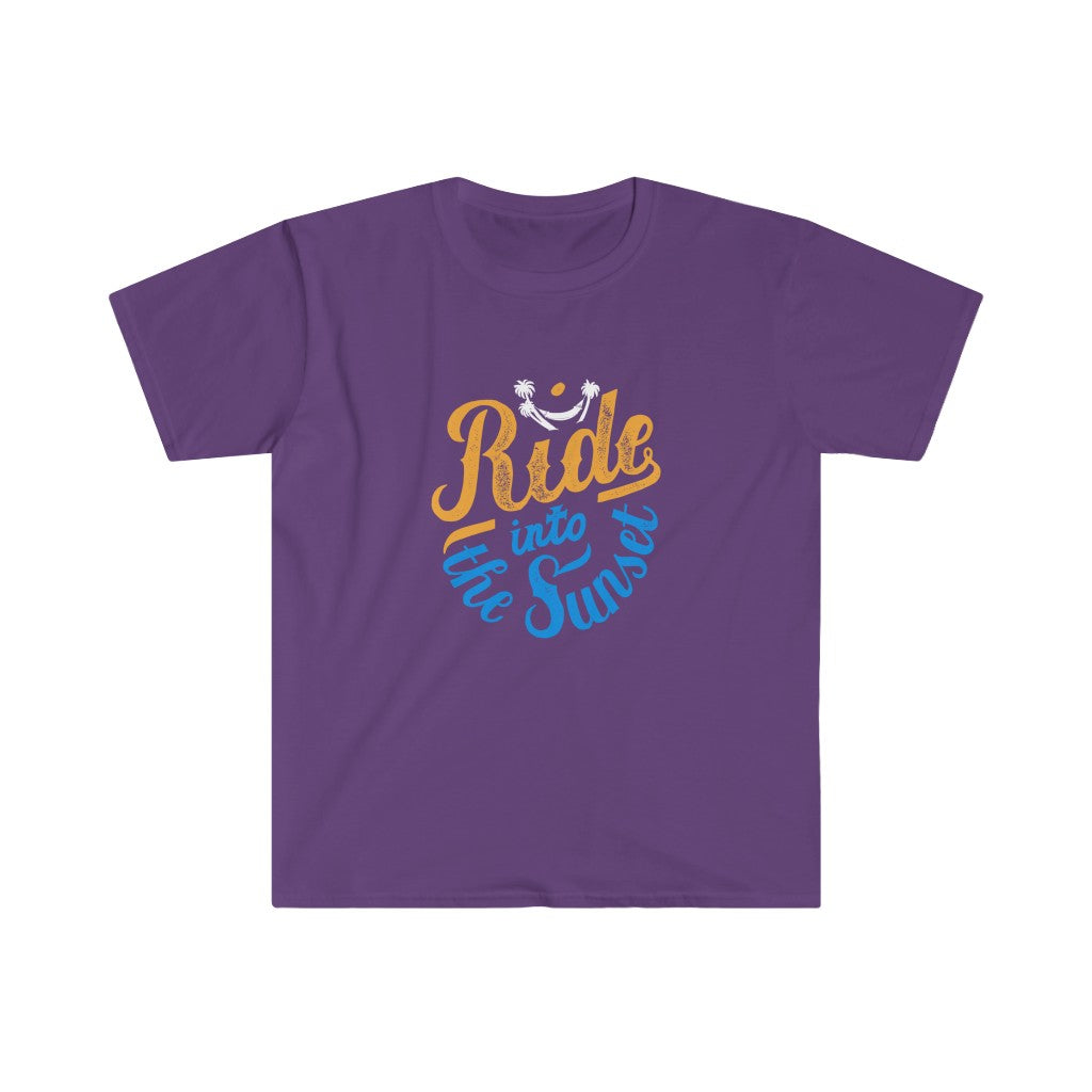 This Ride Into the Sunshine T-Shirt in purple is perfect for a sunny day.