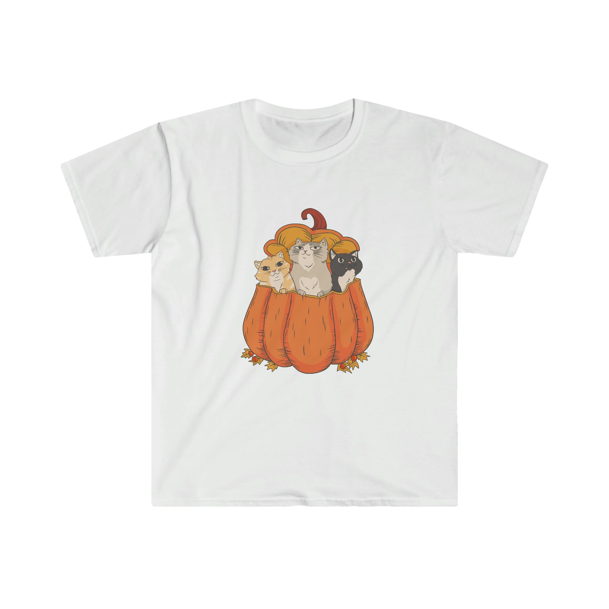 A Halloween Cats t-shirt with cartoon cats on it.