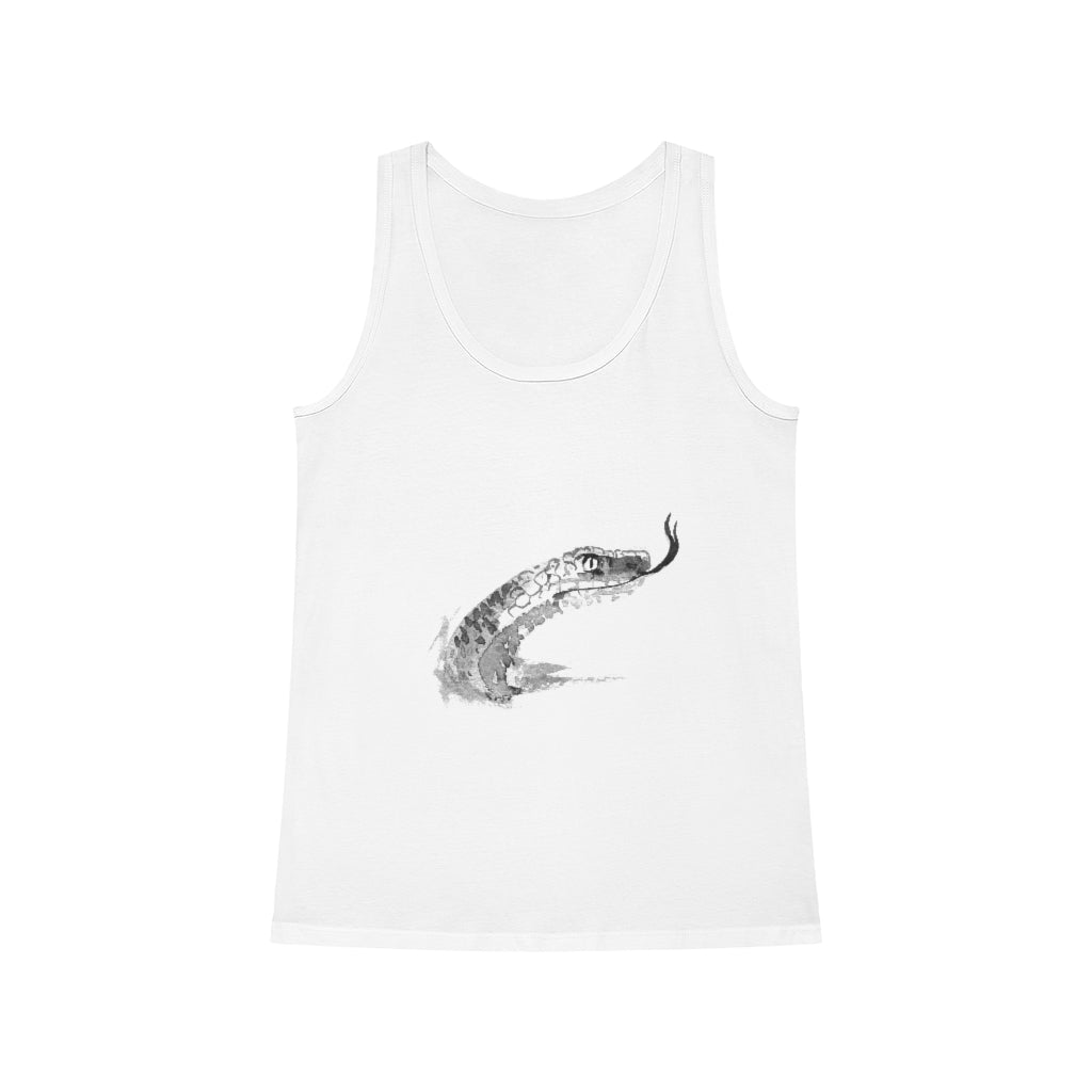 A Snake Women's Dreamer Yoga Tank Top T-Shirt with a black and white drawing of a fish.